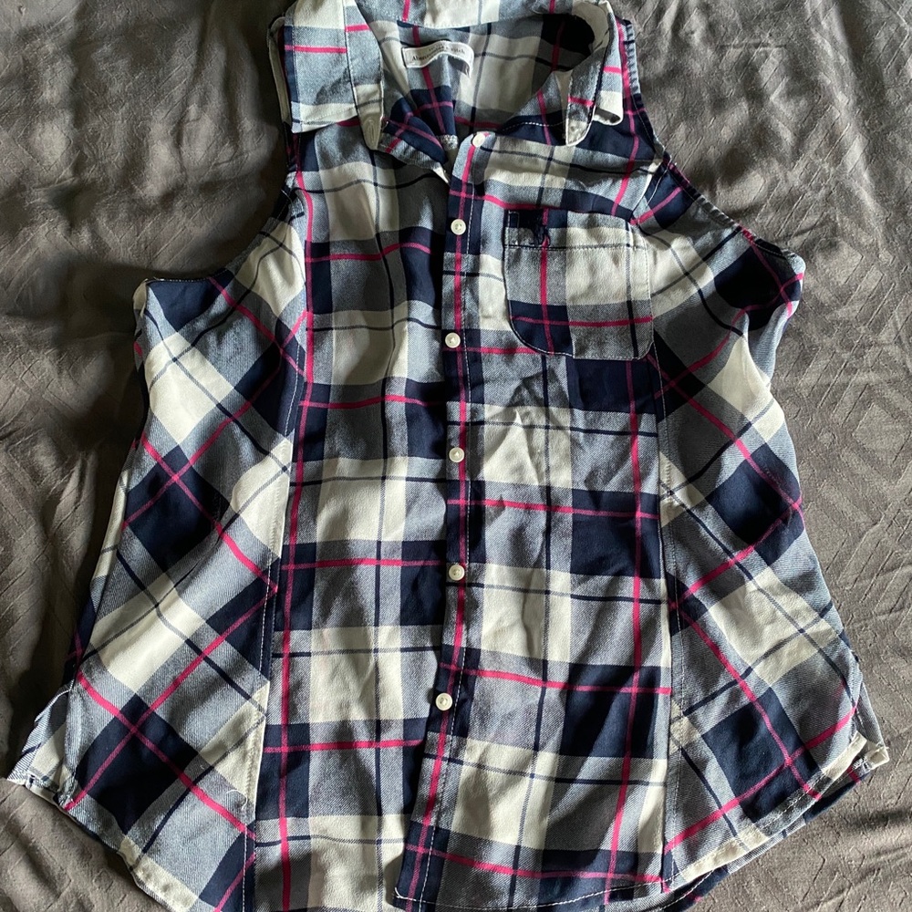 Blue and pink plaid Abercrombie XS blouse